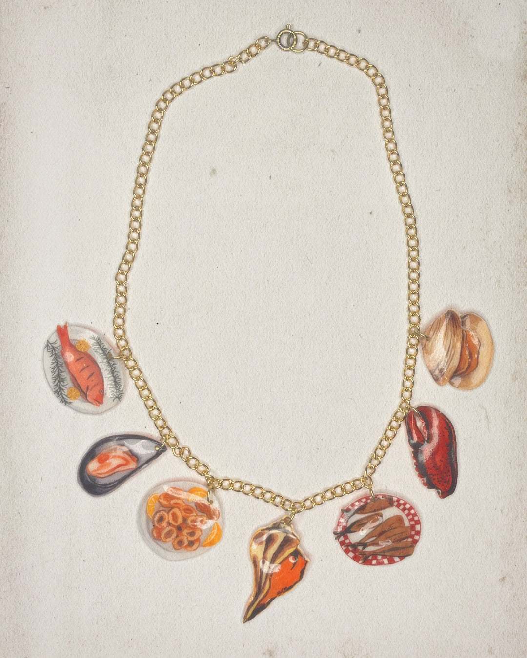 Seven Fishes Charm Necklace