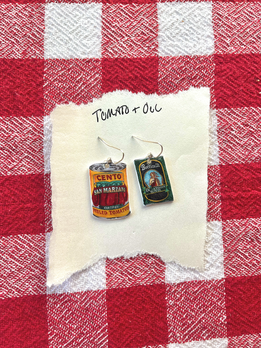 tomato + oil earrings